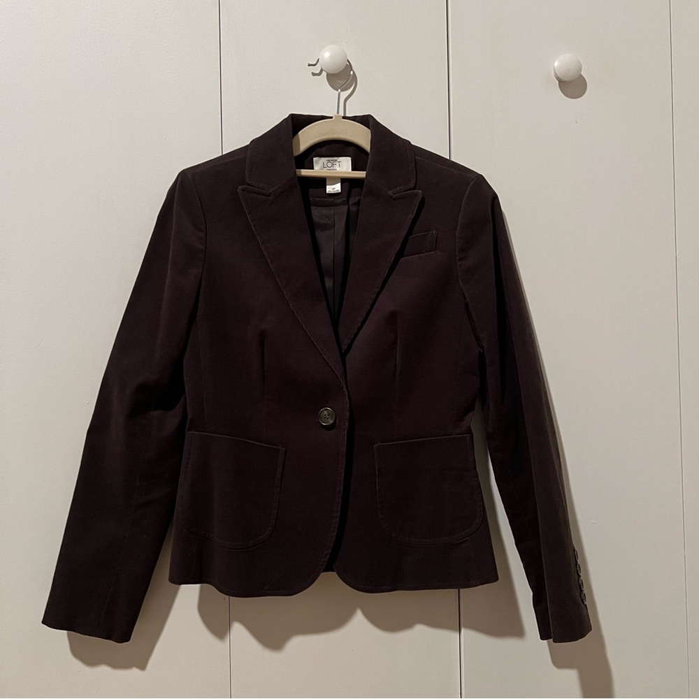 Ann Taylor LOFT brown corduroy jacket 2p 2 petite